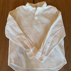 Jcrew Men's Waffle 1/4 Button Down, Size Large- Off white